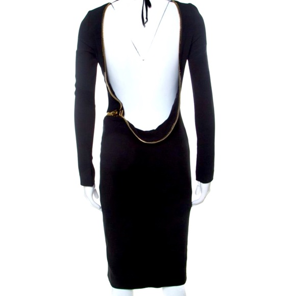 TOM FORD Famous Zipper Open Back Dress - BLACK with GOLD Zipper - Picture 7 of 13